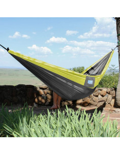 Hamaca Doble de Camping Vivere 325x201 cm Gris/Amarillo 2