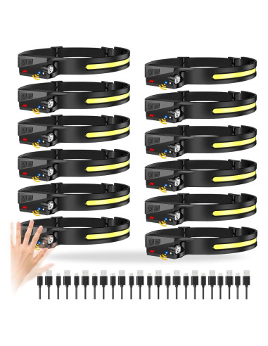 12 Linternas Frontales Recargables Britebeam 1000 Lúmenes IPX4