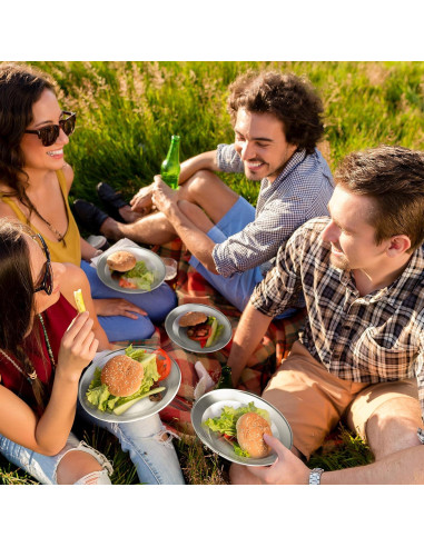 Juego de Platos de Acero Inoxidable Wealers para 2 Personas