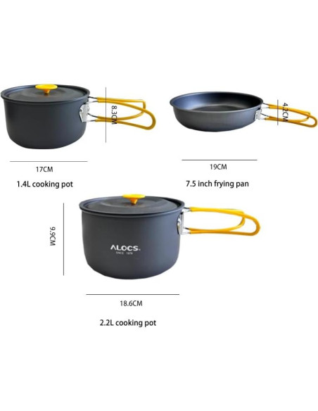 Juego de Utensilios de Cocina para Camping Alocs 8 Piezas