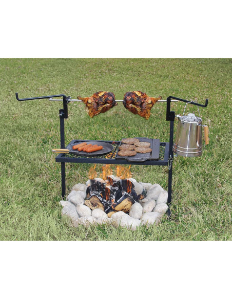 Parrilla de Camping Texsport con Rotisserie Ajustable 61x41cm