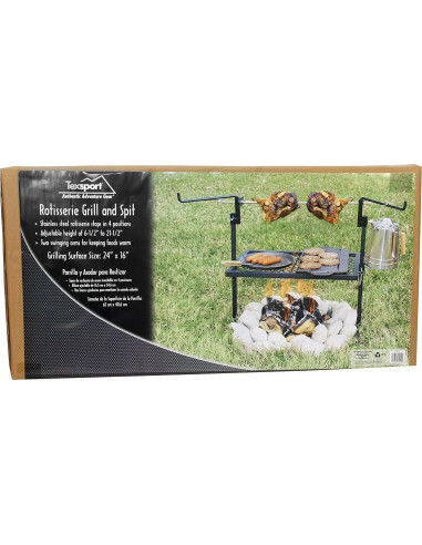 Parrilla de Camping Texsport con Rotisserie Ajustable 61x41cm