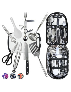 Juego de Cocina de Camping Wellmax 10 Piezas Acero Inoxidable