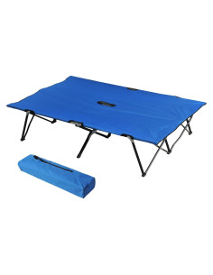 Cama Plegable para 2 Personas 193x125 cm Azul - Portátil para Acampar