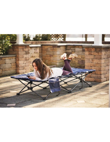 Cama Plegable con Almohadilla Zenithen 198x86 cm Azul Oscuro