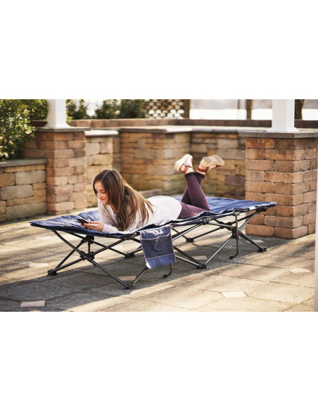 Cama Plegable con Almohadilla Zenithen 198x86 cm Azul Oscuro
