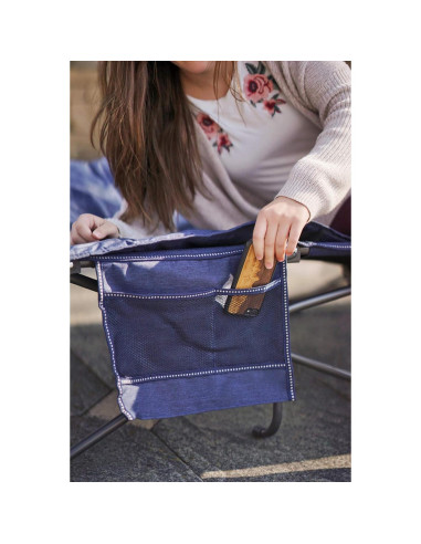 Cama Plegable con Almohadilla Zenithen 198x86 cm Azul Oscuro