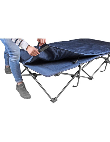 Cama Plegable con Almohadilla Zenithen 198x86 cm Azul Oscuro