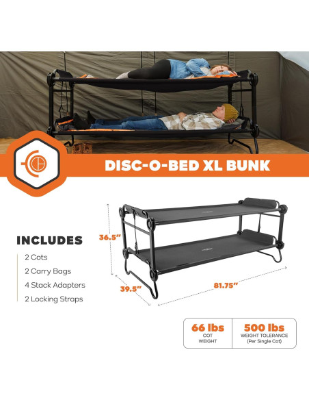Cama Camping Literas Portátil Disc-O-Bed Negra 227 kg