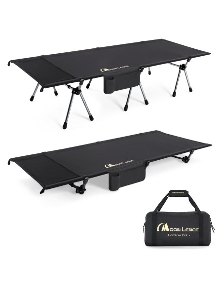 Cama de Camping Plegable MOON LENCE Ajustable 150 kg Negra