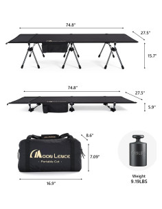 Cama de Camping Plegable MOON LENCE Ajustable 150 kg Negra 2