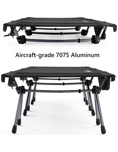 Cama de Camping Plegable MOON LENCE Ajustable 150 kg Negra