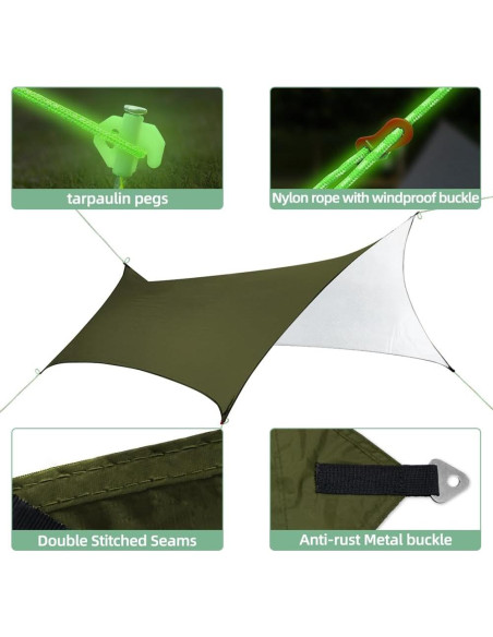 Toldo Hexagonal Impermeable Zenicham 3.66x3.05m UV UPF50+