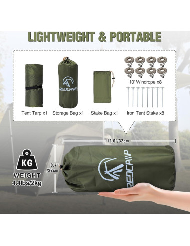 Lona Grande Impermeable REDCAMP 3x5.1m para Camping Azul
