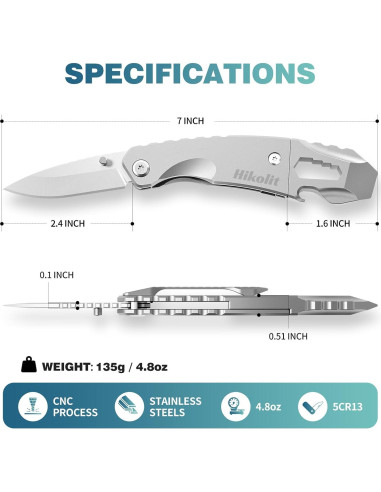 Barra de Palanca EDC 4 en 1 Hikolit - Cuchillo, Abridor, Llave