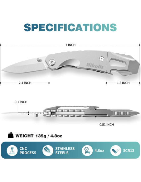 Barra de Palanca EDC 4 en 1 Hikolit - Cuchillo, Abridor, Llave