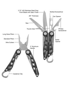 Multi-Herramienta 10-en-1 Sheffield Warren, Aluminio y Acero Inoxidable 2