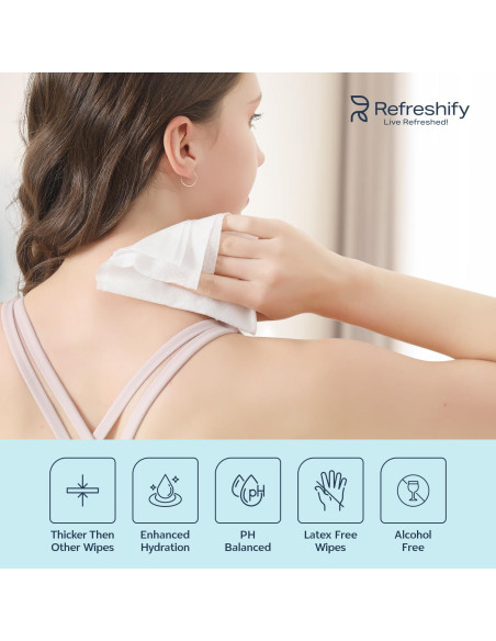 Toallitas de Ducha XL Refreshify - 60 Toallitas Sin Enjuague