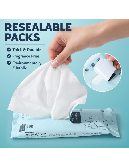 Toallitas de Ducha XL Refreshify - 60 Toallitas Sin Enjuague