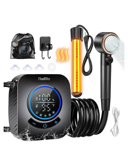 Ducha Portátil Thallike con Calentador 1500W y Batería 8000mAh