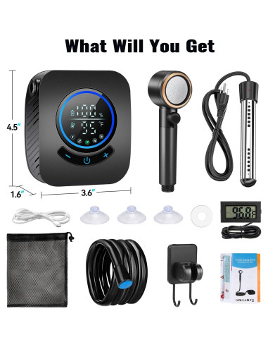 Ducha Portátil Thallike con Calentador 1500W y Batería 8000mAh