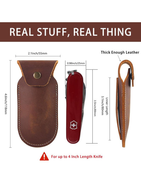 Funda de cuchillo de cuero Biobasedon 4" para EDC