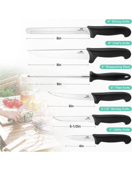 Juego de cuchillos de cocina Mossy Oak 6 piezas acero inoxidable