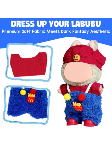 Conjunto de Ropa para Muñeca AICase 17cm 3 Piezas Rojo y Azul