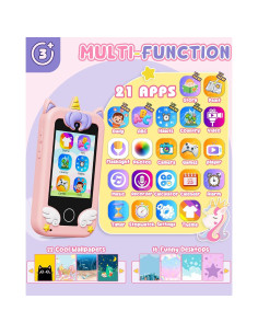 Teléfono Juguete UCIDCI Rosa con Doble Cámara y Juegos 3-7 Años 2