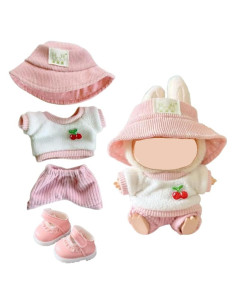 Conjunto de Ropa para Muñeca Labubu Rosa 4 Piezas 15-17 cm