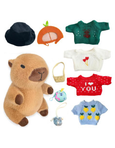 Conjunto de Peluche Capibara TITQWOP 25.4cm con Ropa y Accesorios