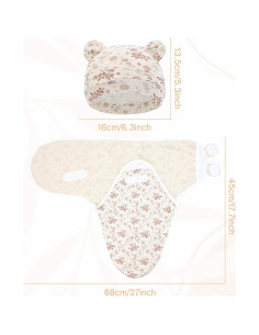 Cinaci 2 Paquete Mantitas y Gorras Bebé Algodón Suave 2