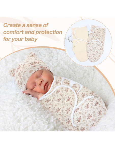 Cinaci 2 Paquete Mantitas y Gorras Bebé Algodón Suave