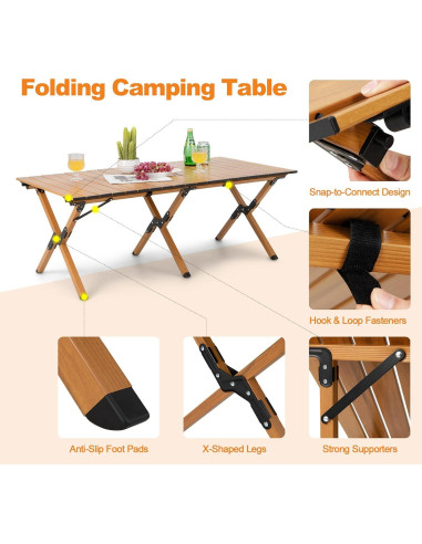 Mesa de Camping Plegable Giantex GX11005BN-PN Aluminio 50kg