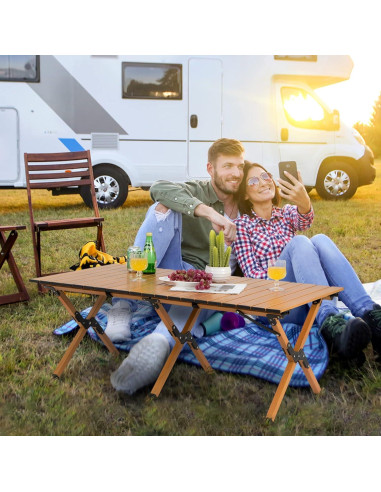 Mesa de Camping Plegable Giantex GX11005BN-PN Aluminio 50kg