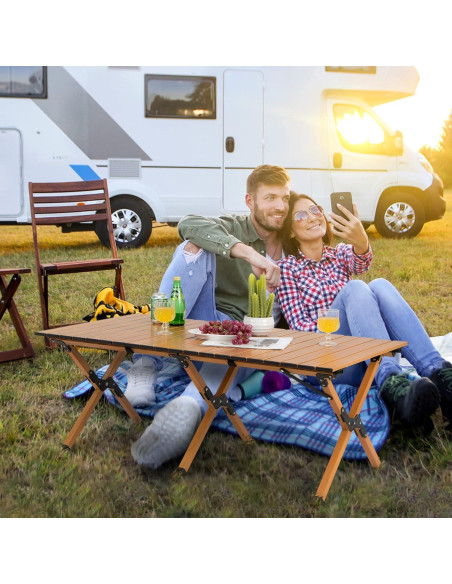 Mesa de Camping Plegable Giantex GX11005BN-PN Aluminio 50kg