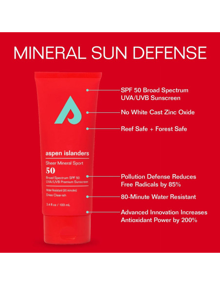 Protector Solar Mineral Deportivo SFP 50 Isleños de Aspen 100ml
