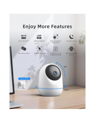 Cámara de Seguridad Interior Andyssey 2.5K 4MP WiFi Doble Banda