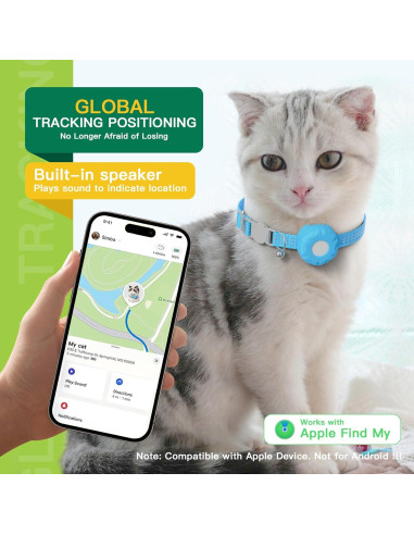 Rastreador GPS para Gatos ZITTZ - Collar Bluetooth iOS Azul