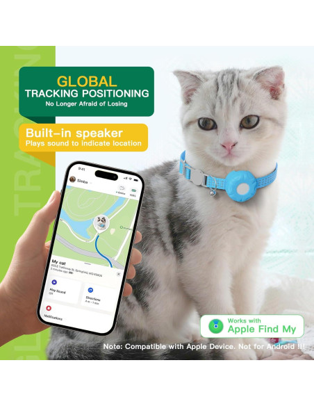 Rastreador GPS para Gatos ZITTZ - Collar Bluetooth iOS Azul