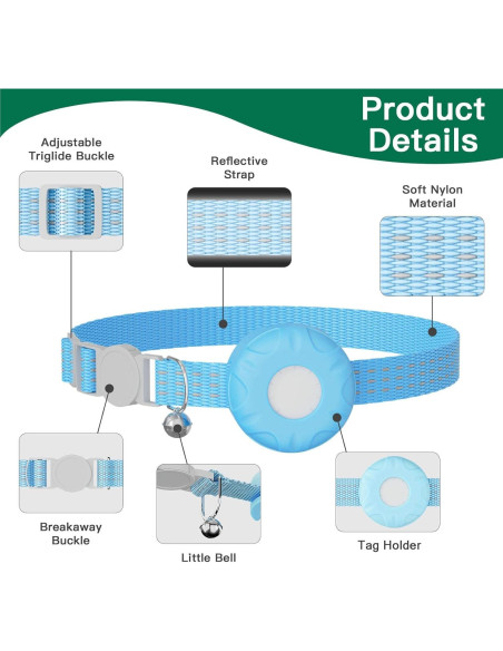 Rastreador GPS para Gatos ZITTZ - Collar Bluetooth iOS Azul