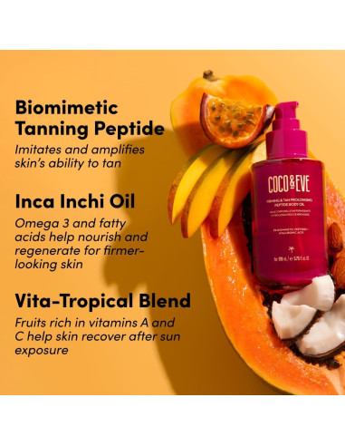 Coco & Eve Aceite Corporal Reafirmante 169.5 ml - Prolongador Bronceado
