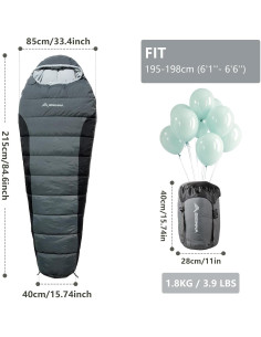 Saco de dormir tipo momia BISINNA SL093 para adultos -10 a 5C 2