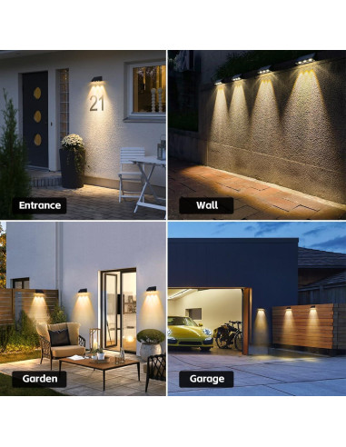 Luces de Pared Solares XmnSoly 2 Paquete LED Impermeables