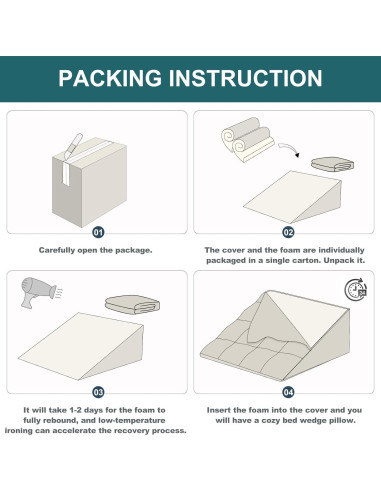 Almohada en Cuña TANYOO 10 Pulgadas Espuma Viscoelástica