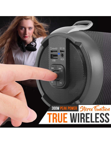 Altavoz Boombox Bluetooth PyleUsa PBMSPG2BK 17W Portátil