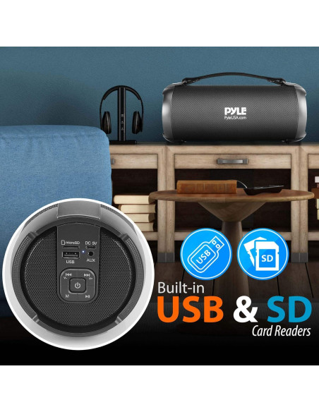 Altavoz Boombox Bluetooth PyleUsa PBMSPG2BK 17W Portátil