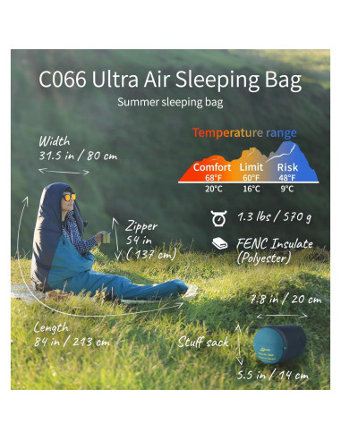 Saco de Dormir Mummy Litume C066 Teal Profundo 1 Persona