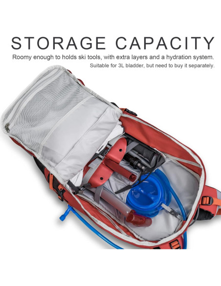 Mochila de Hidratación Unigear 30L Resistente al Agua para Esquí