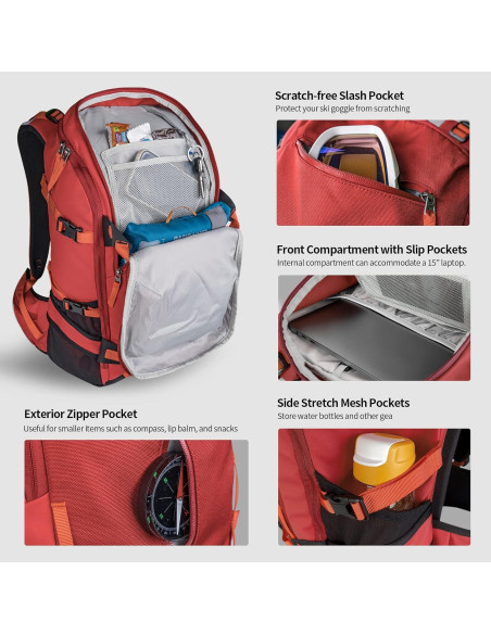 Mochila de Hidratación Unigear 30L Resistente al Agua para Esquí